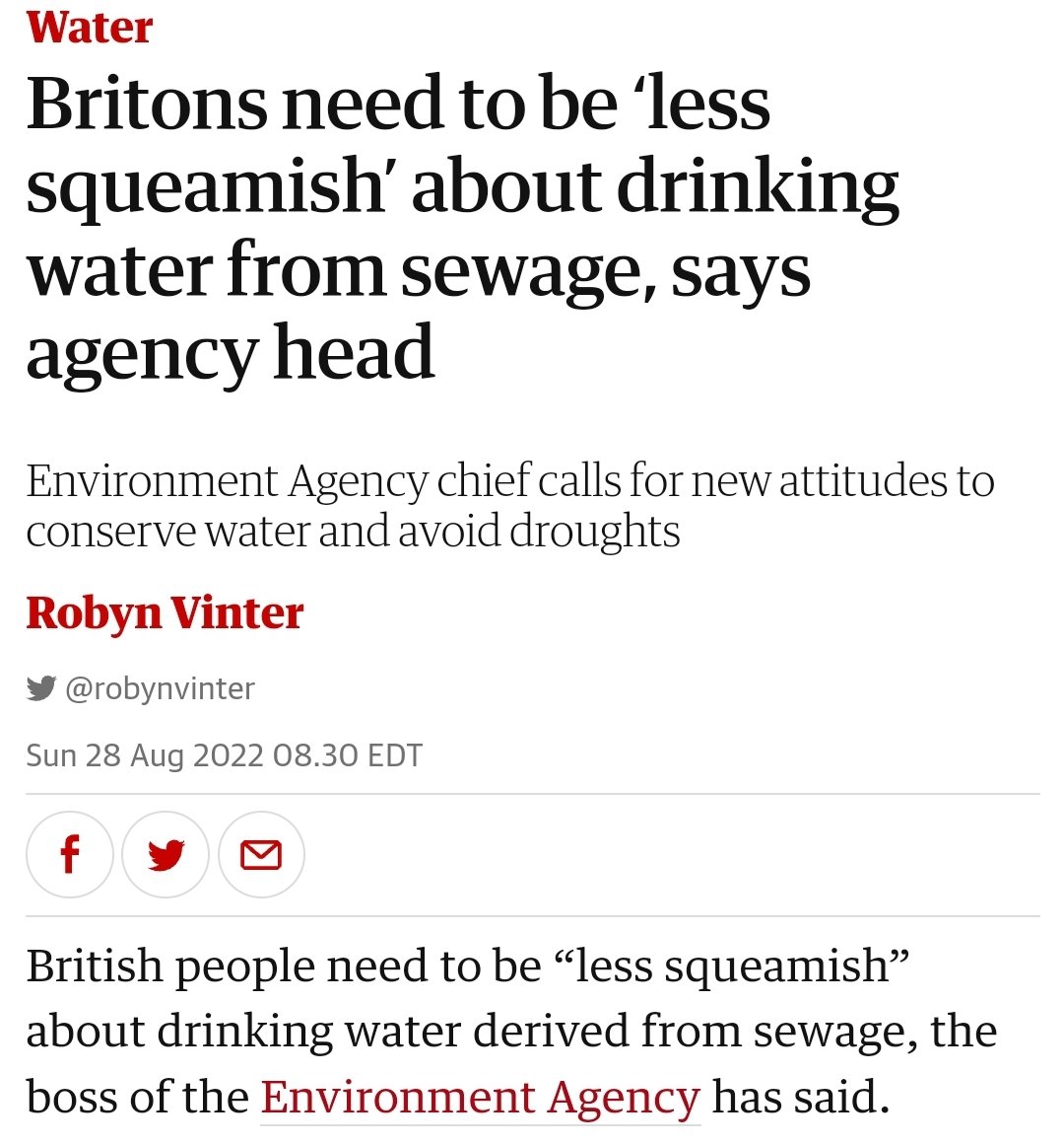 Imranicus's tweet photo. Man praised by Johnson now claims drinking water from sewage is fine and that the public need to accept this:
#EnvironmentalAgency
#JamesBevan
#SewageScandal https://t.co/CbxyMC3TWs