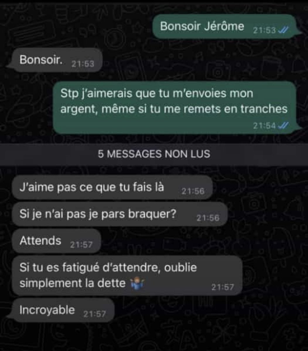 emaharmande's tweet photo. Moi?
 Si je ne peux pas  t’offrir de l’argent je te le prête oui mais à quelques conditions prêts!
Tu signes une reconnaissance de dette et tu me rembourse avec intérêt. Tu prévois un gage et il doit y avoir un garant. Si tu ne veux pas tu laisse. C’est toi qui veut l’argent non? https://t.co/9UKKUUertF