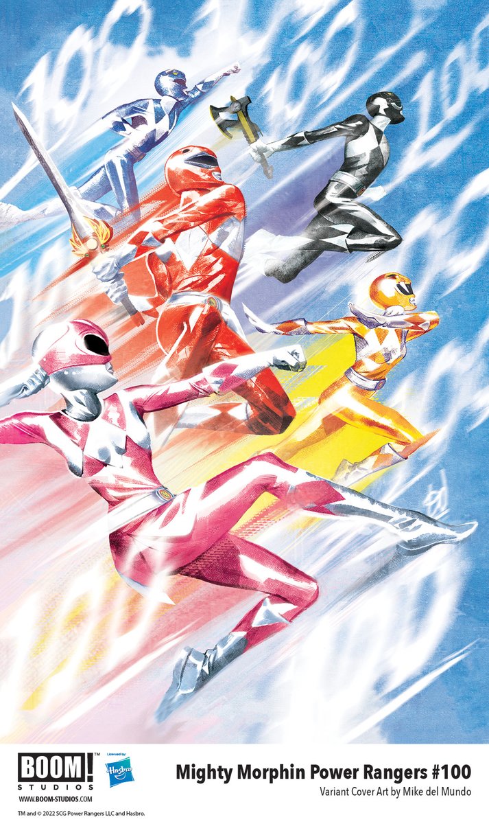 boomstudios's tweet photo. Happy #NationalPowerRangersDay!! We're excited to celebrate with everyone and to show off this beautiful variant cover by @DeadlyMike for MIGHTY MORPHIN POWER RANGERS #100! Available in stores 9/28.
#PowerRangersPowerWeek @PowerRangers https://t.co/QXjQoycAYu