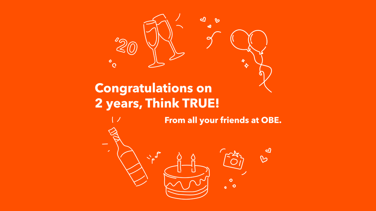 obe95's tweet photo. We are very proud of our sister agency @thinktrue_ and excited to celebrate their first two years of creating impactful campaigns and engaging diverse communities for an impressive client roster. Happy anniversary! #OBEpartner  #experientialmarketing #happyanniversary #sisters https://t.co/JUJosdSg9N