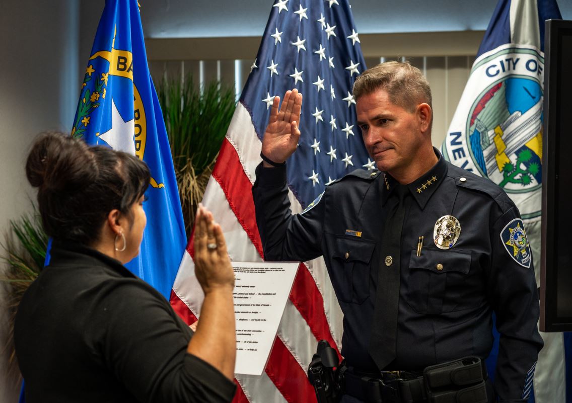 CityOfLasVegas's tweet photo. Meet Chief Jason Potts. From policing with community engagement to providing resources to inmates and prisoners he looks forward to leading our Department of Public Safety: https://t.co/FLBfCMtHVo https://t.co/RqXgKoBP3G