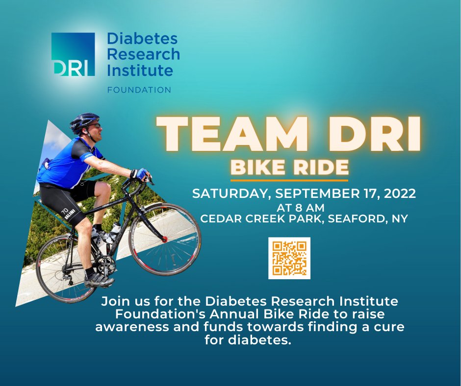 Diabetes_DRI's tweet photo. Join #TeamDRI for our annual bike ride in September! You can make a difference one pedal at a time. Sign up today to help the # DRI pedal closer to a cure. https://t.co/qW1Pzj1U0w. https://t.co/Li2WLiVOeD