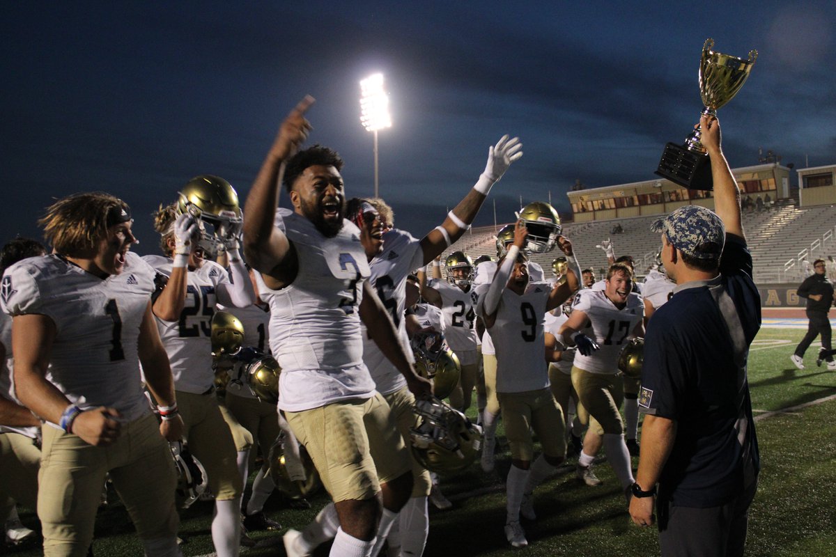 One more pic from Thursday night's <a href="/MMULancersFB/">Mount Marty Football</a> Catholic Cup victory in Aberdeen. It's the split second before <a href="/MichalettiCoach/">John Michaletti</a> was mobbed by some happy Lancers! Pic by Emily Greenbaum