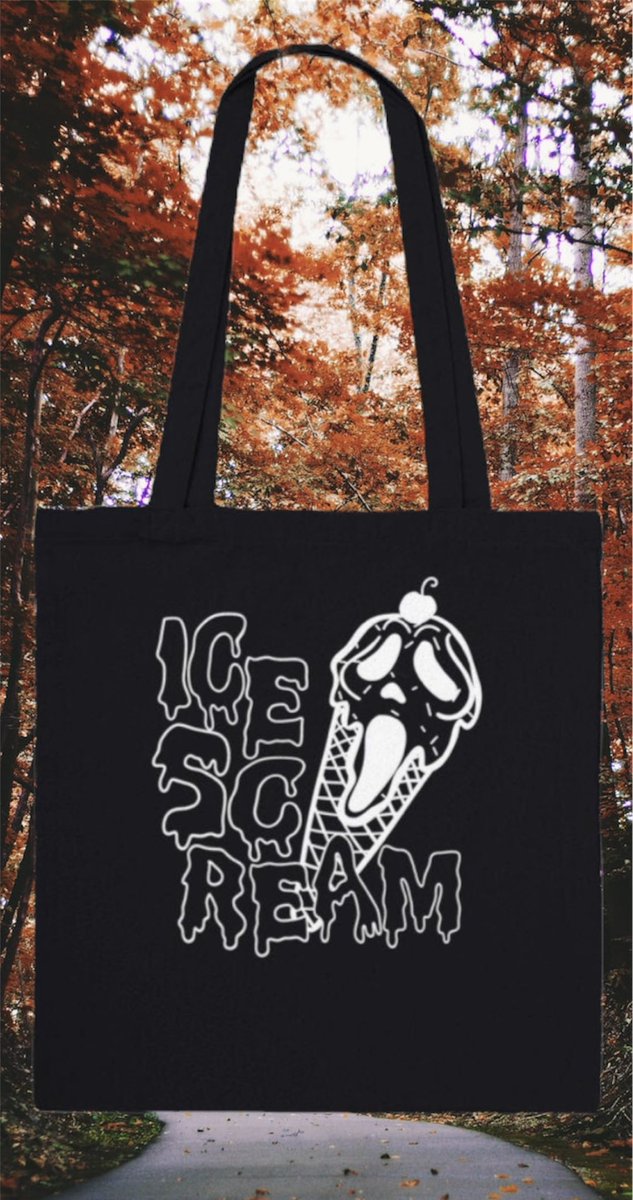 HighSunCreation's tweet photo. ICESCREAM | Black Canvas Tote Bag | Halloween Tote | Ghost Tote Bag | Punny Halloween | Trick or Treat Bag | 90s Scary Movie Tote | Y2K gift

Fall is around the corner! Don’t get left behind this SZN 🍂🍁🎃 https://t.co/3hoC3RyC5G