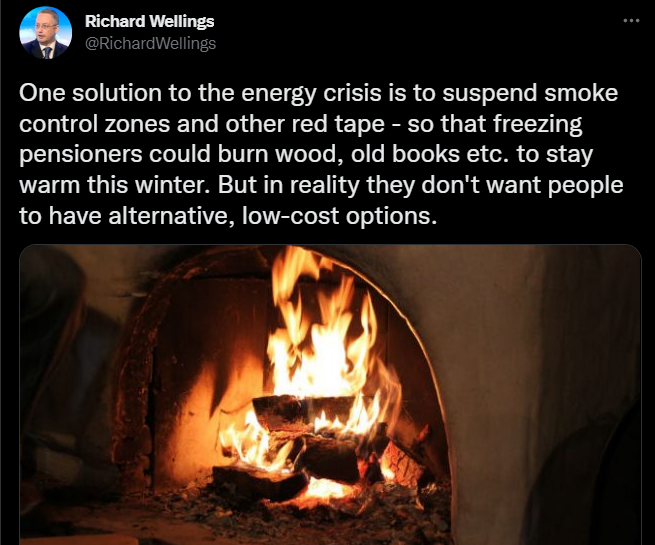 Here's Richard Wellings of the (benignly named) Institute of Economic Affairs - far right, pro-Brexit, wants to abolish the NHS etc - suggesting we burn books to keep warm🤣And sorry to be crude but why do all these people look like they haven't had a good fuck in 10 years?
