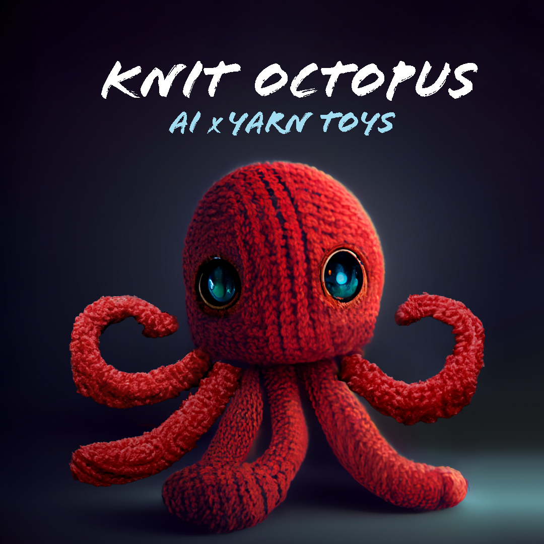 RogerAn3D's tweet photo. Day 9 of my AI-generated art experiment:

Cute knit octopus
(2nd AI collaboration with my wife)

@kelligrant  says, "cute knit octopus."  I add descriptors that signify current CG trends.

I like what we get!  50/50 #midjourney #AI human retouching https://t.co/g8DyJt2txQ