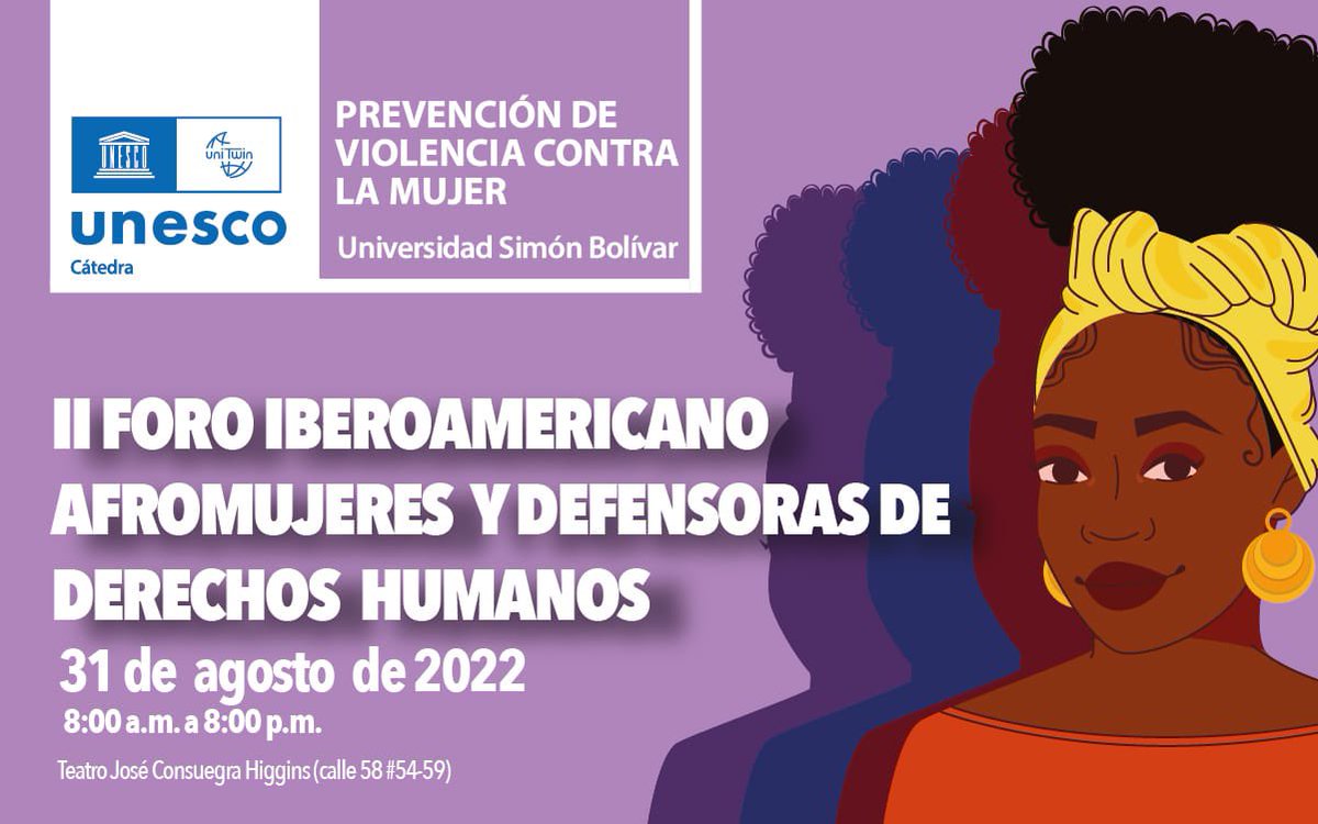 Cátedra UNESCOprevenciónVCM (@unescovcm) on Twitter photo Los invitados a todos, todas y todes al II Foro Iberoamericano: Afromujeres y Defensoras de Derechos Humanos, este 31 de agosto, en el Teatro José Consuegra Higgins.
<a href="/unisimon/">Unisimón</a> <a href="/Rector_Unisimon/">José Consuegra Bolívar</a> <a href="/funteknos/">Fundación Internacional Teknos</a> <a href="/haurralde/">Haurralde Fundazioa</a> <a href="/RitaBosaho/">Rita Bosaho</a> Los invitados a todos, todas y todes al II Foro Iberoamericano: Afromujeres y Defensoras de Derechos Humanos, este 31 de agosto, en el Teatro José Consuegra Higgins.
<a href="/unisimon/">Unisimón</a> <a href="/Rector_Unisimon/">José Consuegra Bolívar</a> <a href="/funteknos/">Fundación Internacional Teknos</a> <a href="/haurralde/">Haurralde Fundazioa</a> <a href="/RitaBosaho/">Rita Bosaho</a>