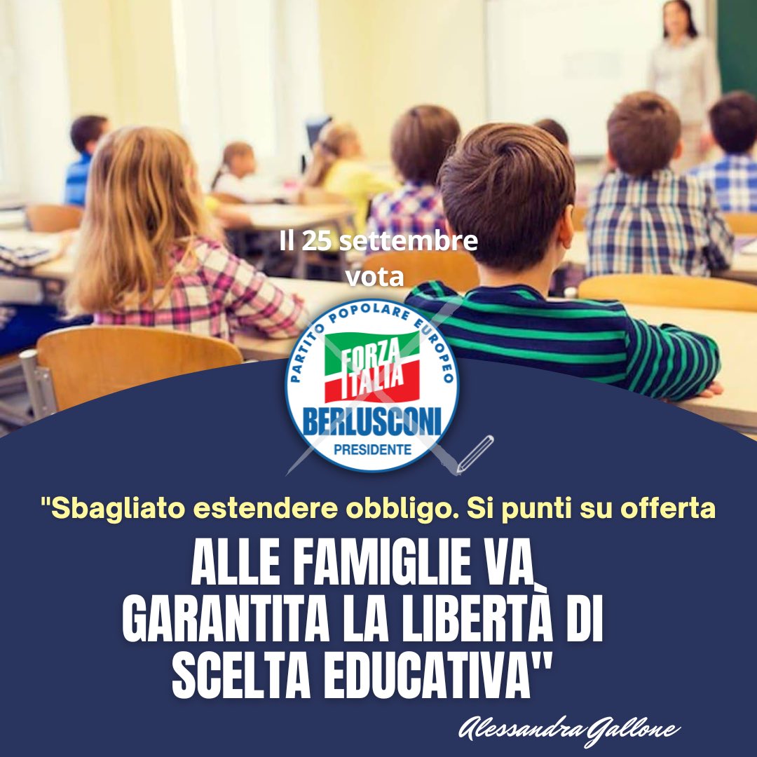 📚 Scuola: SBAGLIATO ESTENDERE OBBLIGO. SI PUNTI SU OFFERTA.
Alle famiglie va garantita urgentemente la libertà di scelta educativa. Promuoveremo il Buono Scuola e riapriremo il tavolo sul costo standard per studente interrotto per la contrarietà irremovibile dei 5S.