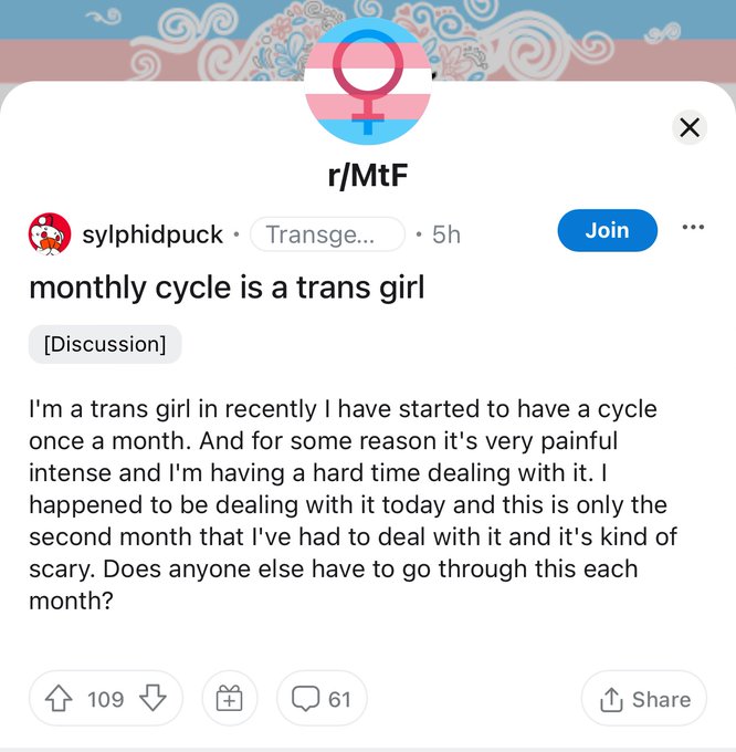 Someone needs to help these males, they are apparently having a mass psychosis and think they are menstruating<a href="/tag/listentotranspeople"class="tags"><span>#listentotranspeople</span></a>
