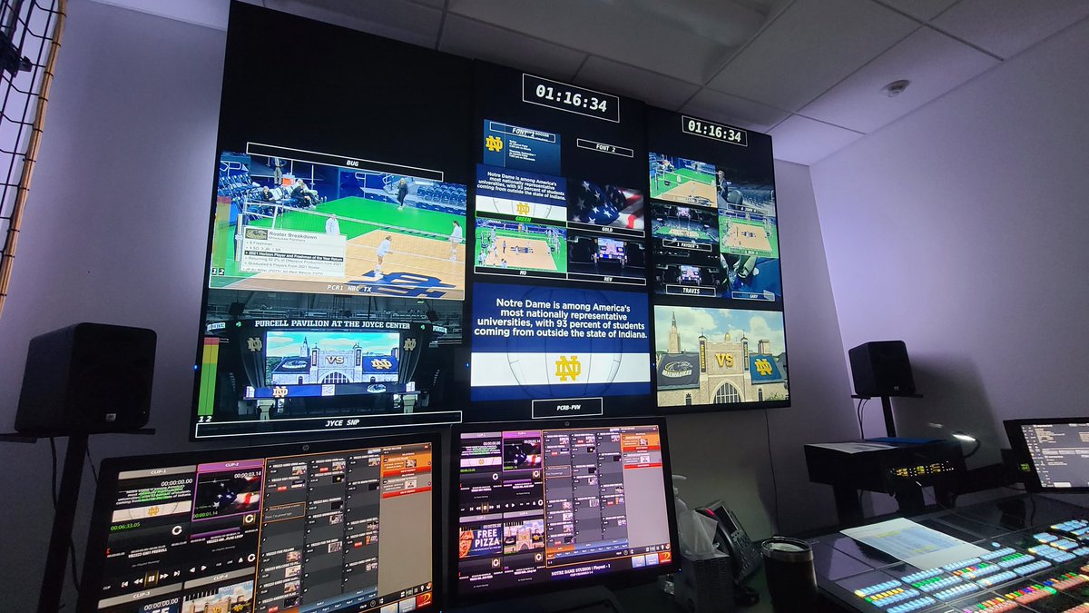MattFlorian's tweet photo. Working a matinee at #NotreDame today. First volleyball videoboard shows for a minute.
@chrishagstrom directs in-venue, @JayJayPost and @JIMedia21 have the call on #ACCNX for @NDvolleyball and @MKE_Volleyball!
#ProductionTweets
#GoIrish https://t.co/lisq5ulwyj