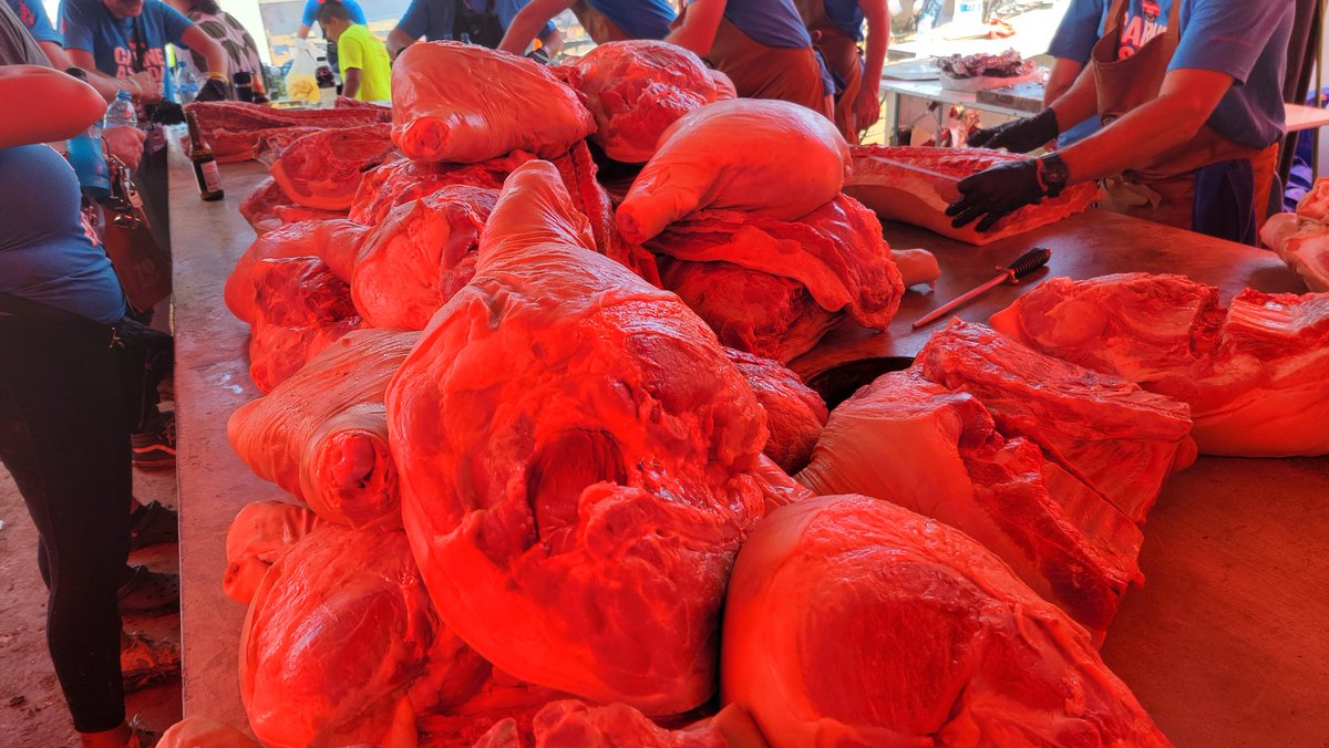 SlapYoDaddyBBQ's tweet photo. About 2,000 lb pork to prep at Latin America's largest BBQ festival
#fireunitesus #HEB #elfuegonosune #slapyodaddybbq #harrysoo #Pitmaker https://t.co/CFINAoVz4l