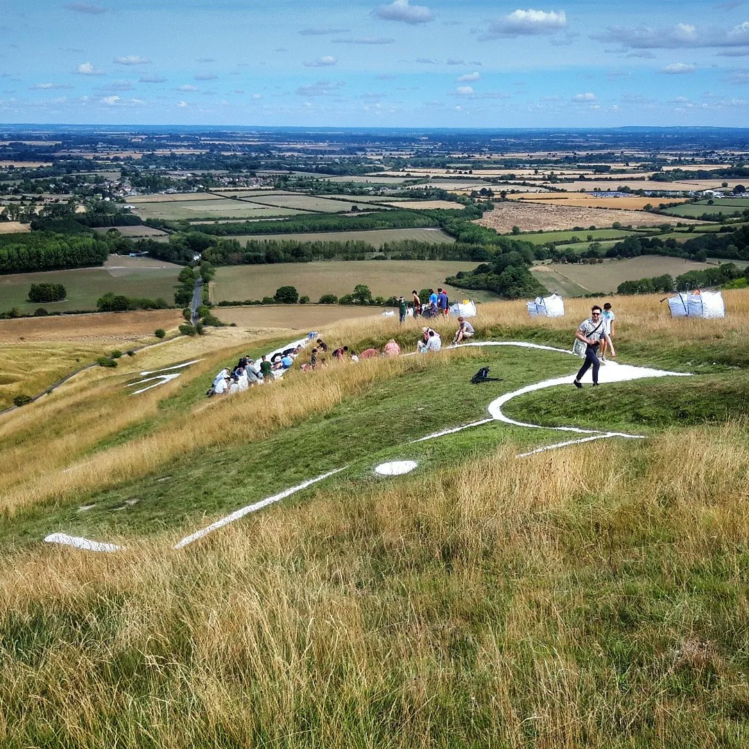 drjimchampion's tweet photo. Annual re-chalking of the White Horse. Chalk and tools provided. https://t.co/xlzIg3GZHg