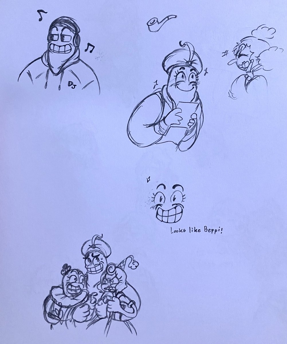 redennogard's tweet photo. Old drawings of carnival trio!!. I tried to figure out their personalities and here are the results:
-Beppi the silly clown
-Bonnie the tsundere baroness
-Djimmi a middleman and also is big fan of Sally!
#cuphead #beppi #beppitheclown #baronessvonbonbon #djimmi #djimmithegreat https://t.co/TCtsyqfCew
