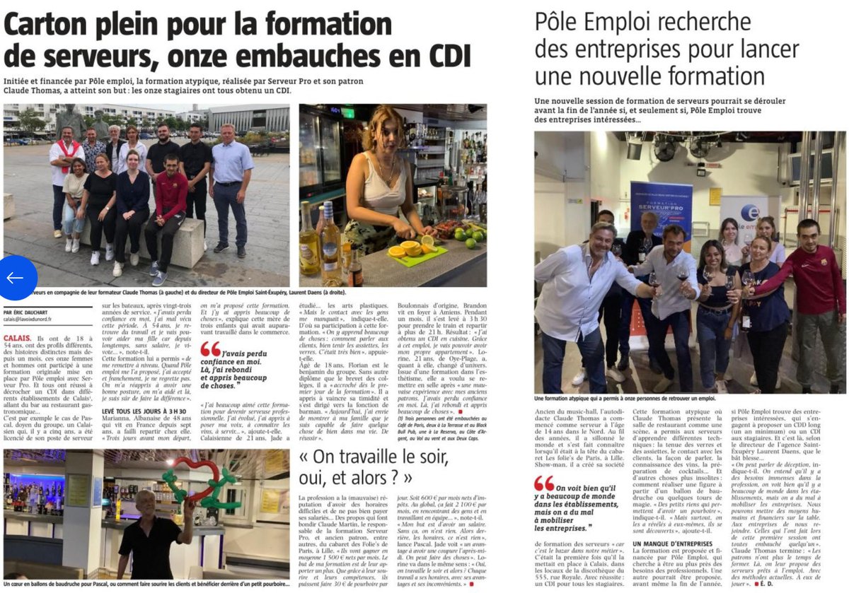 Un parcours cousu main ✍️ pour des usagers de 18 à 54 ans aux profils variés 👩‍🍳🧑‍🍳notre récompense : un groupe soudé, attachant et des Emplois pour nos Bars Brasseries Bistrots ⁦<a href="/cafedeparis62/">Café de Paris Calais</a>⁩ ⁦⁩ ⁦<a href="/DeprezVeroniqu1/">Veronique Deprez</a>⁩ ⁦<a href="/hautsdefrance/">Région Hauts-de-France</a>⁩ ⁦<a href="/MaximeUmih/">Maxime UMIH</a>⁩