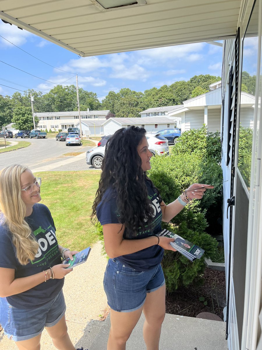 Mrs. Rousseau-McAuliffe and her sister Dominique out on the doors today. 9 days!