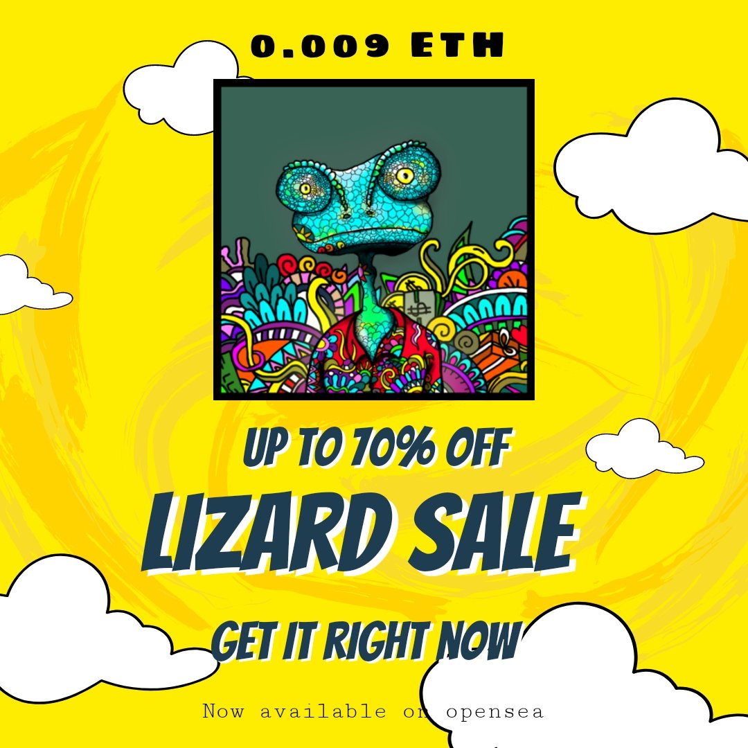 Lazzy_Lizardd's tweet photo. New lizard dropped link in my bio
#NFTs #nftcollector #NFTGiveaways #nftart #NFTCommumity #NFTProject #NFTartist #NFTdrop #NFTcollections #NFT #opensea #OpenSeaNFT #Polygon #blockchains #bitcoins #BITCOIN #Crypto #cryptocurrencies #cryptocurrency #cryptotrading #Sales https://t.co/nmYlOXfEY4