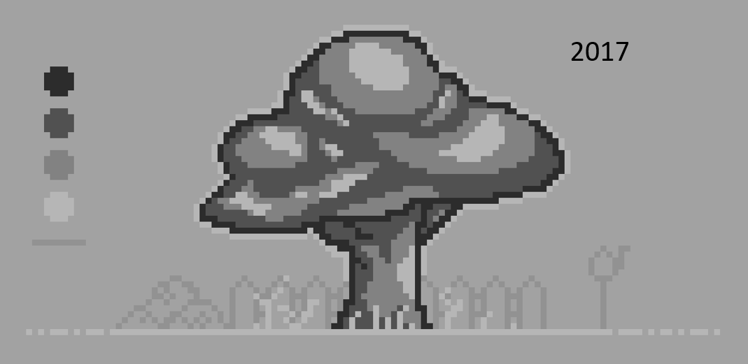 VoyagingP's tweet photo. Pixel art journey from 2017 to present day 2022 pogress 🥳🎉 #pixelart #aseprite Blood sweat n a whole lot of potato's 🥔 https://t.co/vNbhgoWYAC