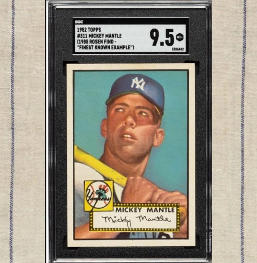 Auctionreport's tweet photo. Heritage Auctions Sells 1952 Topps Mickey Mantle Rookie Card for World Record Price of $12.6 Million #SGC #mickeymantle #1952toppsmantle #auction #sprotscards #auctionreport #baseballcard #worldrecord https://t.co/u1knGzJ3rX @Heritage_Sport https://t.co/P1amE3CSkV