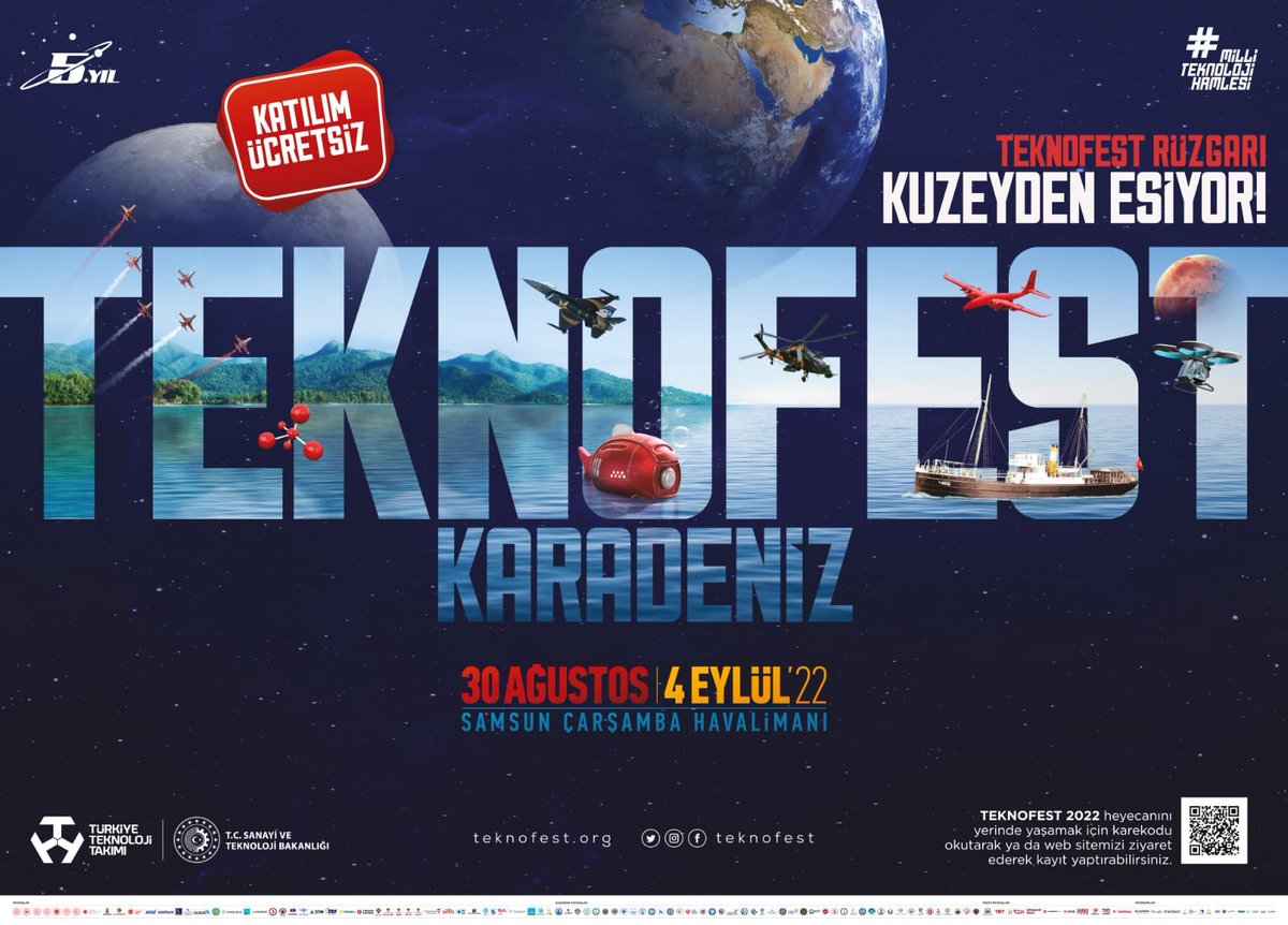 Milli Teknoloji Hamlesi’nin en güzel yansımalarına tanıklık edeceğimiz #TEKNOFESTKARADENİZ etkinlik alanına gelmeden önce online kayıt yaptırmayı unutmayın! ✈️

👉 KAYIT:t3kys.com/tr/teknofest/v…

📅 30 Ağustos - 4 Eylül 2022
📌Çarşamba Uluslararası Havalimanı
