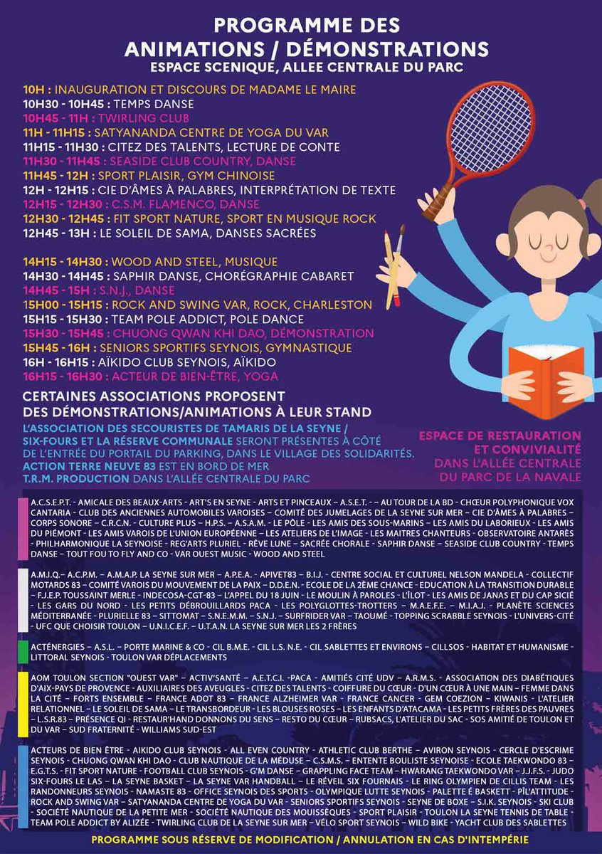 Le week-end prochain, #LaSeyneSurMer vous invite à son traditionnel #ForumDesAssociations. L'occasion pour tous les Seynois de découvrir les activités proposées par les associations de la Ville. Venez à la rencontre de près de 160 associations👇

+d’infos👉bit.ly/3Kuyu9W