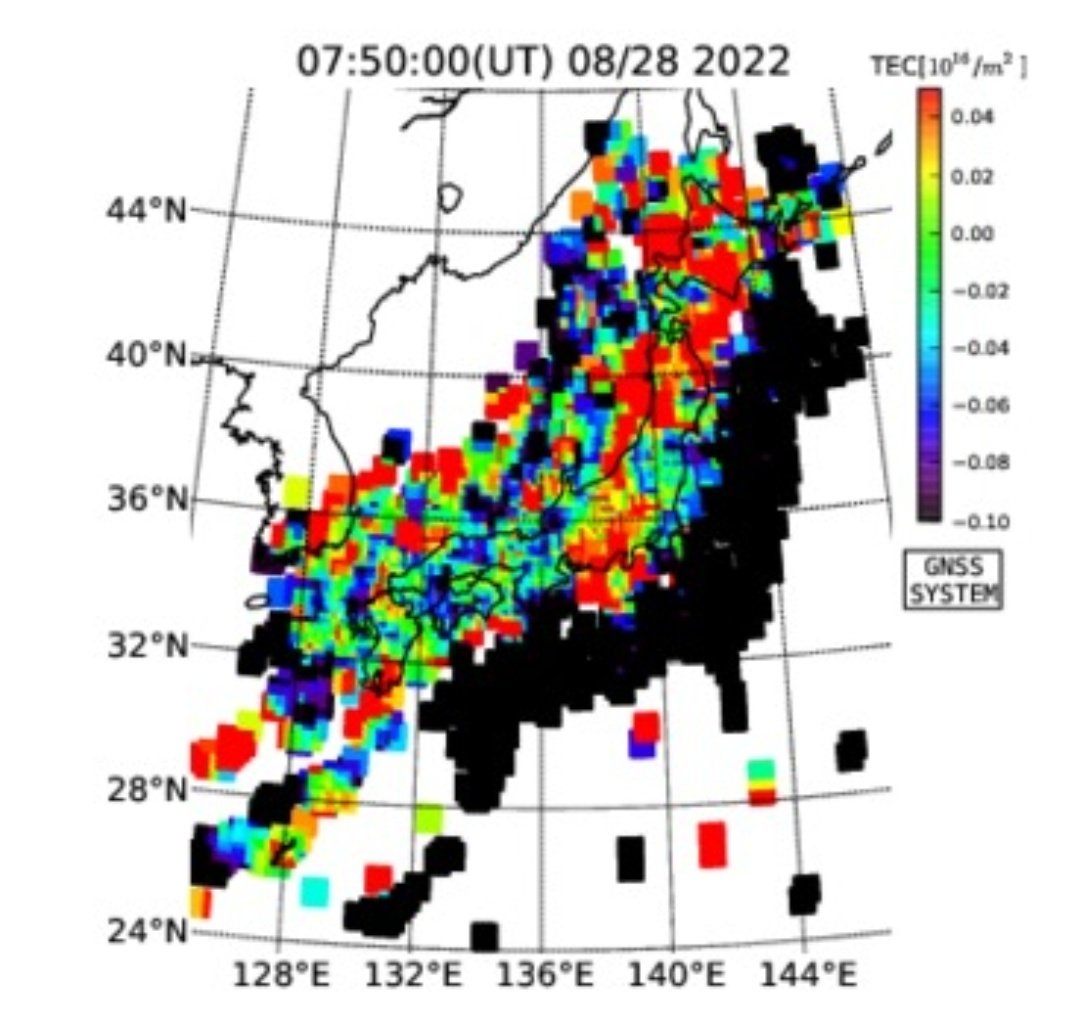 mokomoko0168's tweet photo. 変動成分ですが黒から赤に転じてますので…
GEONET リアルタイムGPS全電子数マップ (最新6時間、10分間隔) https://t.co/gubCKWuLuk