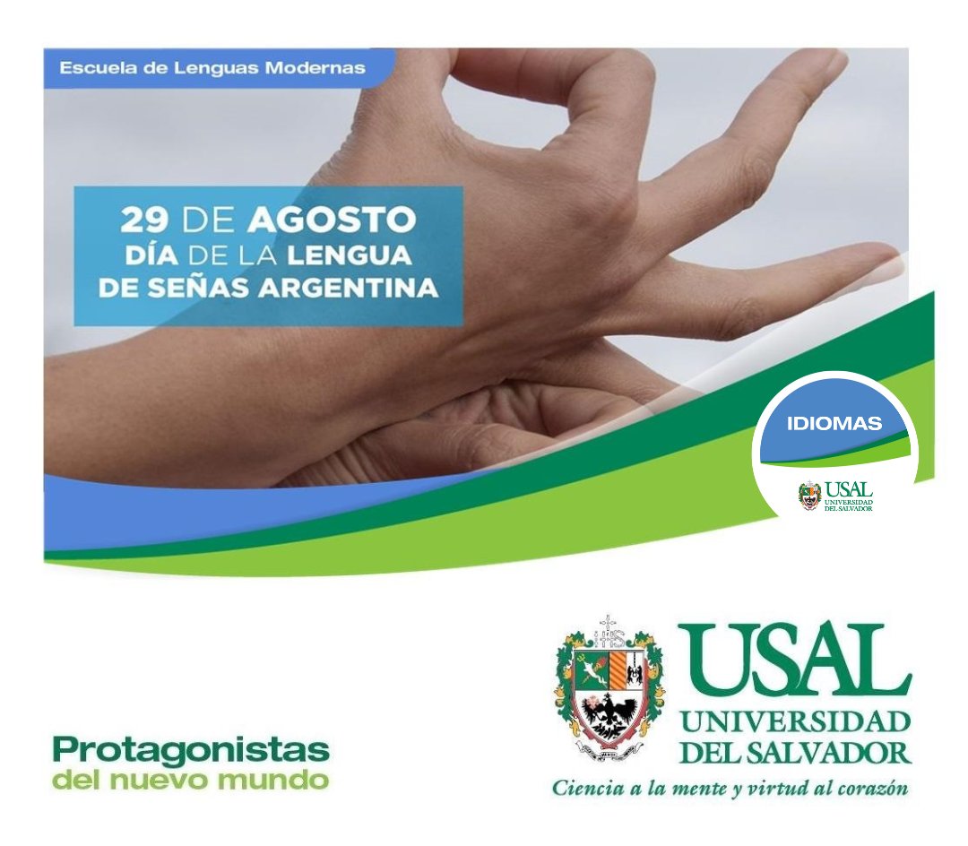 USALLenguas's tweet photo. 29 de agosto: Día de la lengua de señas argentina 👌🇦🇷
#lenguasdeseñasargentina #LSA #IdiomasUSAL #lenguasmodernasUSAL #USAL https://t.co/2DuBfM5Gr1