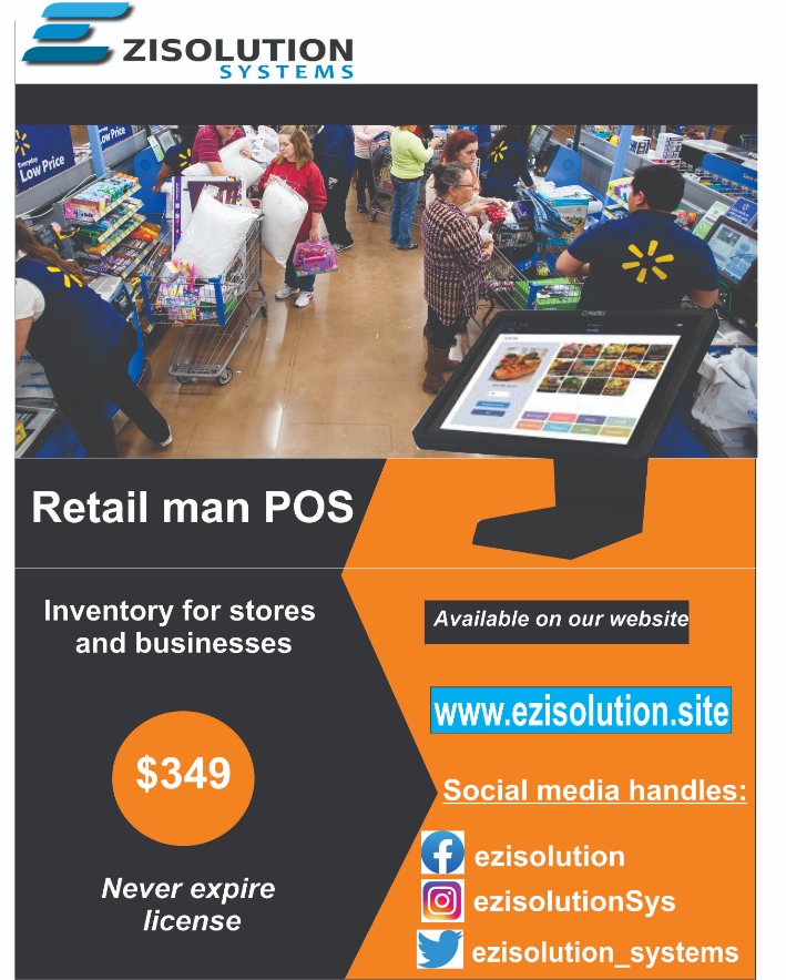 EzisolutionSys's tweet photo. Secure your business, get your account and inventory working perfectly with our point of sale software, get yours @ https://t.co/6g2qHbGW4L
#quickbooks #retail #goodthing #goodthing #POS #RetailMan #tiktok #software #accountingsoftware #accounting #inventory #peachtree #RetailMan https://t.co/BYPw51Hzdq