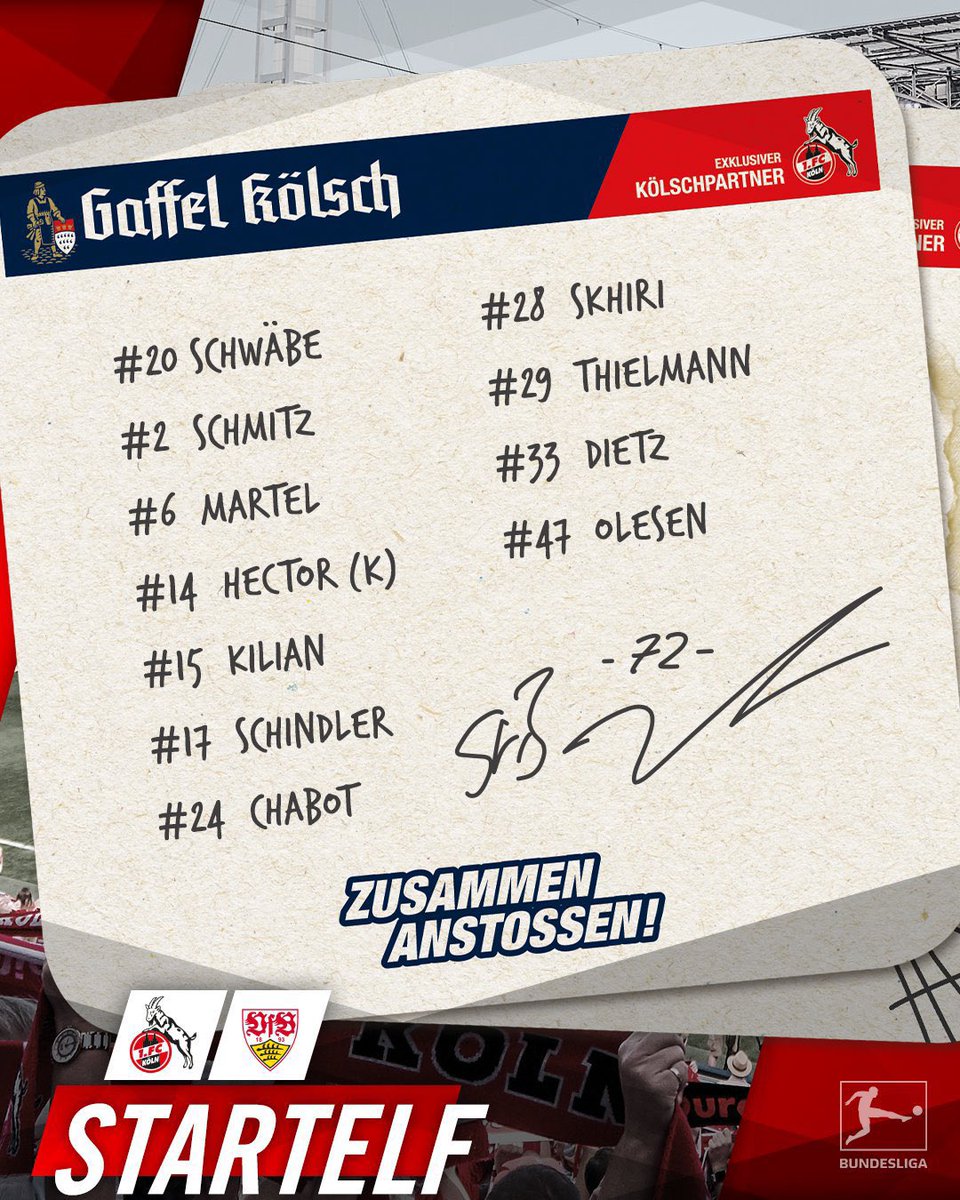 effzehNL's tweet photo. Een basiself met vooral veel jongelingen in de voorste linies moet het gaan doen tegen @VfB.
Come on #effzeh!🔴⚪️🐐
#KOEVfB https://t.co/kJriWHaqDa