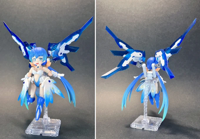 【コンテスト参加】【応募条件に同意します】【歌姫】
#デスクトップアーミー
#コトブキヤ

機体名:ブルーヘヴン
セレッシャルなコーデに身を包み、よりアイドル活動に特化したカスタムスティレット。背中の機動ダンスユニットでエフェクトを撒きながらの空中機動と天上の歌声でアリーナを湧かすぞ! 