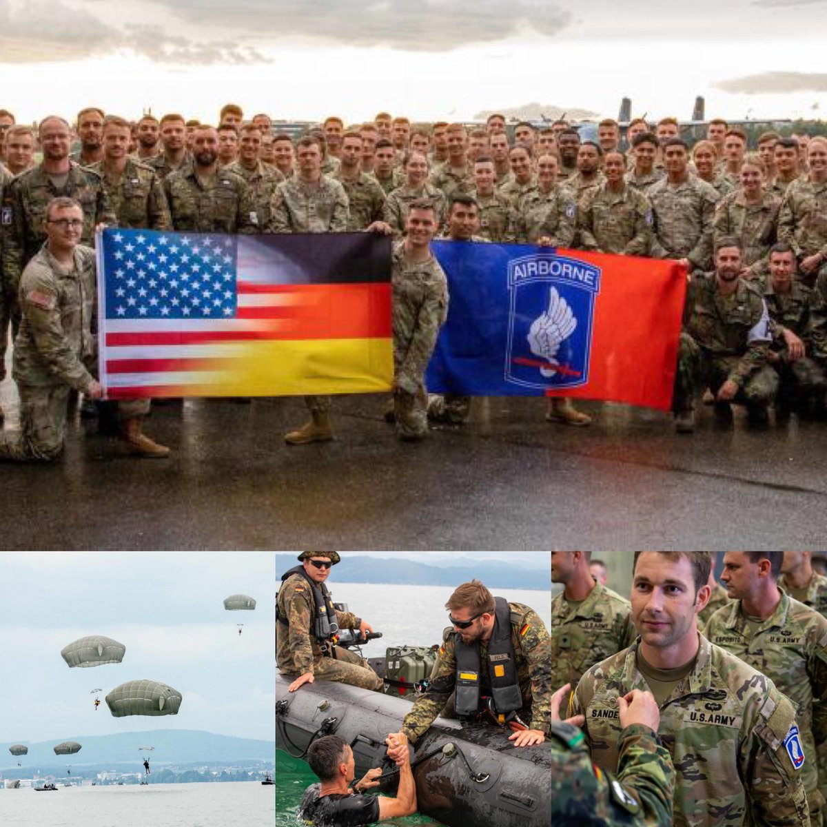 173rdAbnBde's tweet photo. #PartnershipSunday πΊπΈπ©πͺ
#ICYMI recently #SkySoldiers from 173rd Brigade Support Battalion conducted a water π¦ jump πͺ at Lake Constance, Germany π©πͺ with the @bundeswehrInfo 26th Airborne Brigade βSaarlandβ
#StrongerTogether #GreenLightGo #paratroopers https://t.co/oxekzjxudt