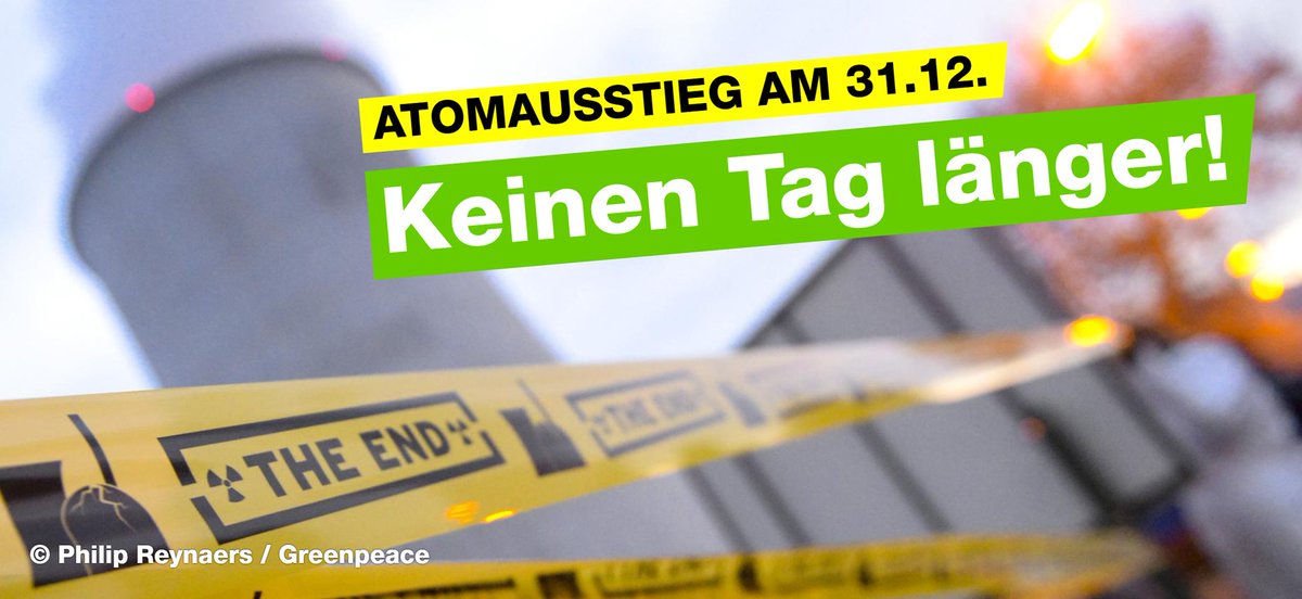 #KeinenTagLänger #AtomkraftNeinDanke, und auch #FossileKraftstoffe haben keine Zukunft.
@jamila_anna und @karlbaer 
#Atomausstieg am 31.12.22, wie angekündigt. Wir haben noch nicht mal #Zwischenlager für die abgebrannten #Brennstäbe, geschweige denn #Endlager.
@greenpeace_de