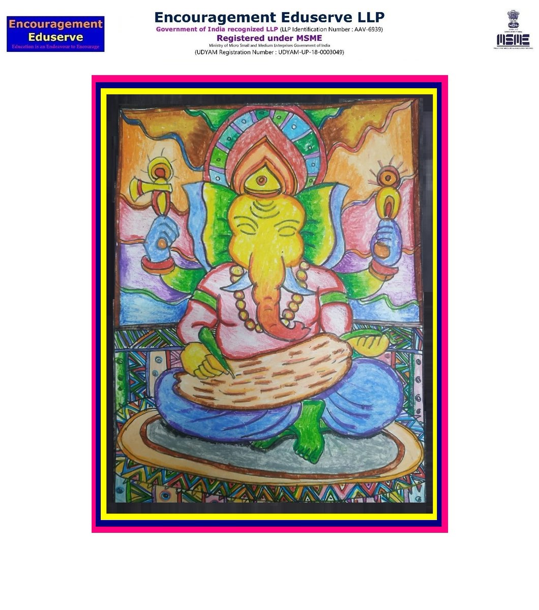EEduserve's tweet photo. Jai Ganesha
Acrylic Crayons on Paper

Parab Dhoka
(Adorables)
Orchids The International School
Pune

#ArtisticChallenge #2
#ArtisticChallenge_FestivalsOfIndia

#KuchikaSparsh
#Kalakari

#EncouragementEduserve
#EndeavourToEncourage

https://t.co/cEqeUSCES8 https://t.co/e5v2fYEORq