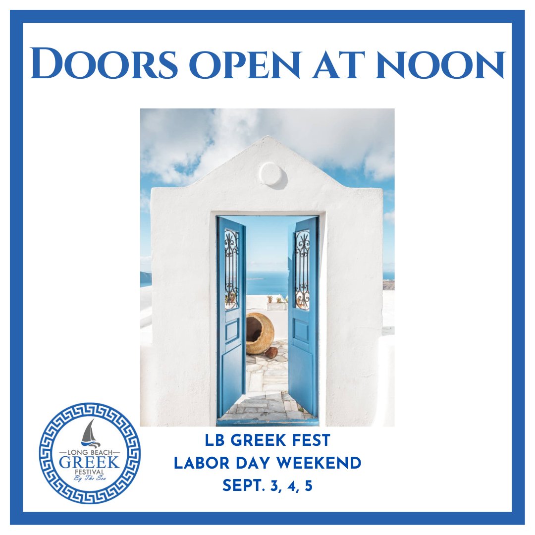 LBGreekFestival's tweet image. The #lbgreekfest will be happening noon to 9 pm during #labordayweekend
We welcome you with open arms to experience Greek culture, cuisine, music, dancing, and more!
lbgreekfest.org
#longbeachliving #longbeachcalifornia #greeksinlb #greekfood #opa #yiasou