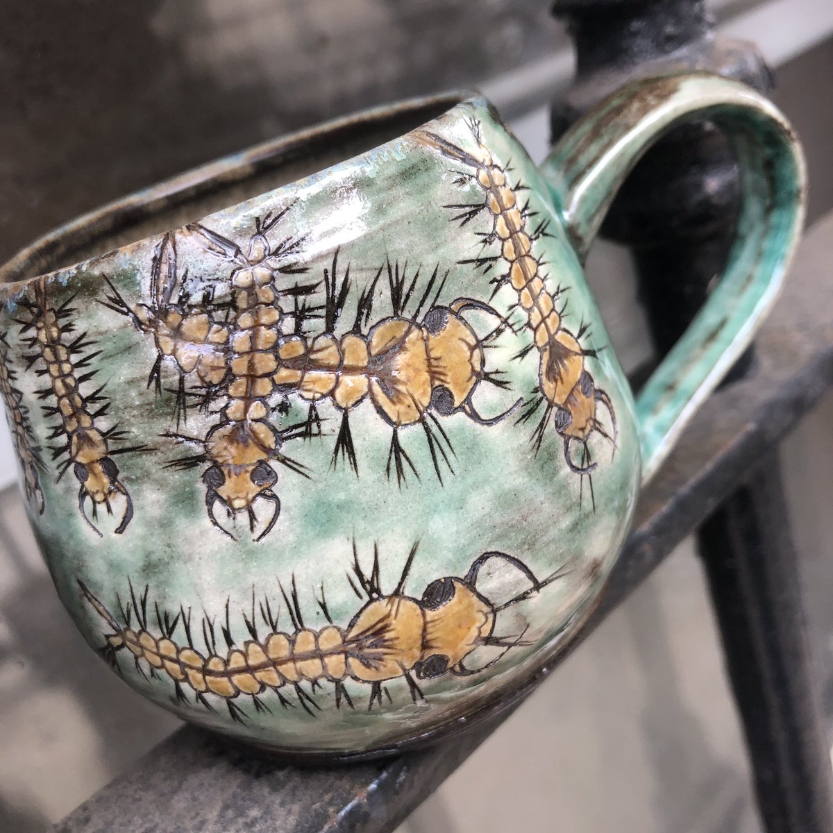 DanielleSucher's tweet photo. Mosquito larvae mug fresh outta the glaze kiln #InverteFest https://t.co/6vAsFbagGJ