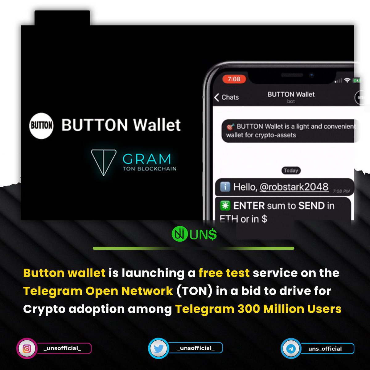 _unsofficial_'s tweet photo. Crypto Adoption in Telegram Soon⏰
#telegram #cryptocurrency #buttonwaller #ton #telegramusers #uns https://t.co/JmqA1VC5lW