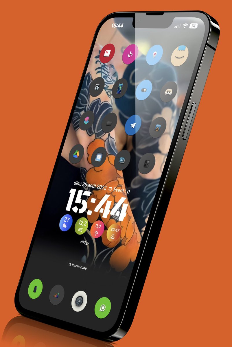 TeboulDavid1's tweet photo. A bit of colors #Widgy 🌴🌴🌴
.
.
🔘 #Widgy QR in my Telegram
🍊 Icons me
.
.
#ios15homescreen
@screenshot_pro
#ios15icons
#shortcuts
#Wallpaper
#iOS16Beta7
#iPhone13ProMax https://t.co/REqoPufR1n