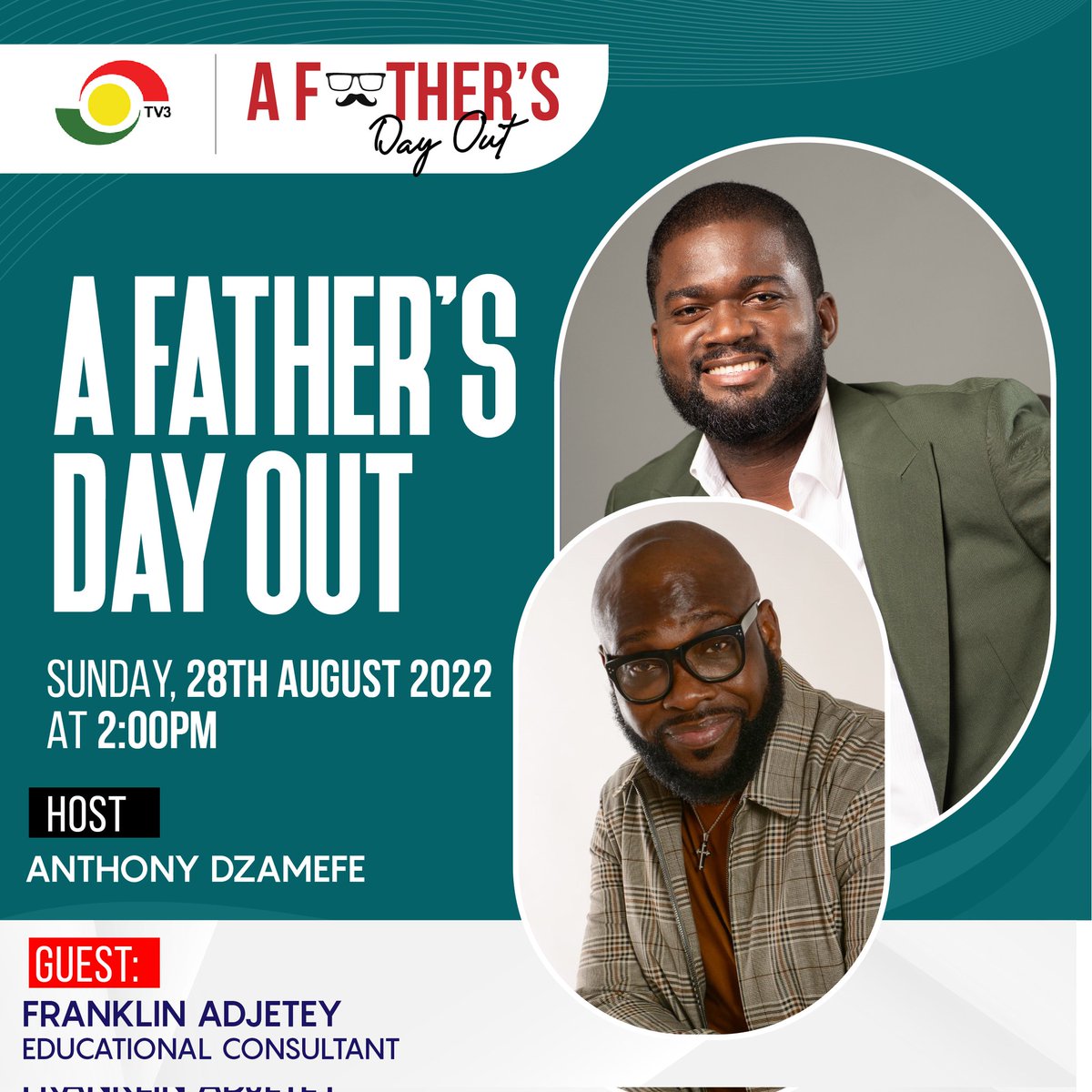 iCANN_Brands's tweet photo. Our Guest Dad today @FranklinAdjetey Joins @AnthonyDzamefe The Host on #Afathersdayout on @tv3_ghana.Remember its 2pm.
@maameadjoa10 https://t.co/gVeN2Mbl24