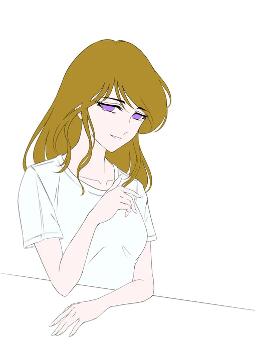 #絵描きさんと繫がりたい #イラスト 久しぶりに例のシリーズを 描いていたのですが… 線画まで気づかずベースカラー を塗った所で『アレッ』これってあのキャラに似てる サイドヘアーほっぺの所で "クルン"てしたら… このまま仕上げるかどうするか 悩んでいます