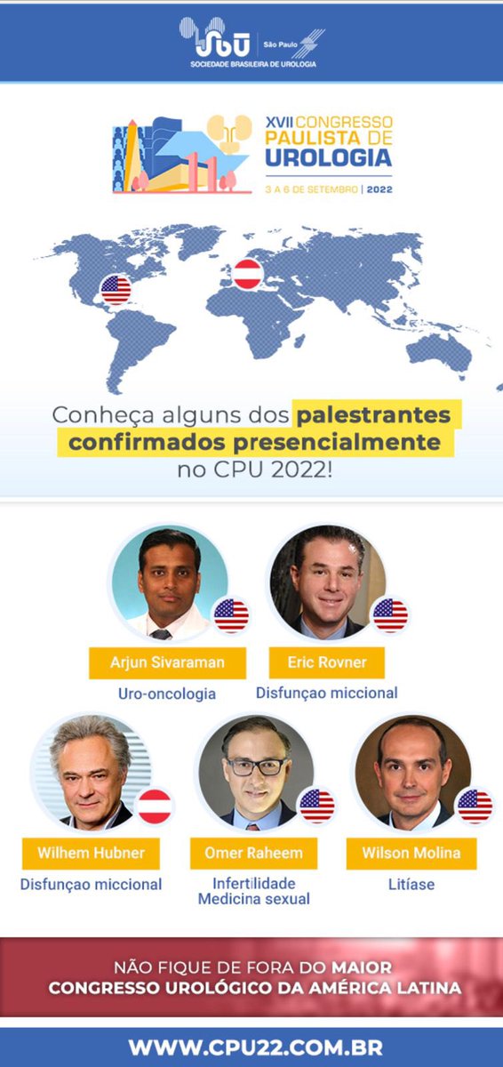 drcristianouro's tweet photo. The Sao Paulo Meeting of Urology #cpu2022 will be the largest urological meeting in Latin America in 2022 https://t.co/t62lgXpG7N
