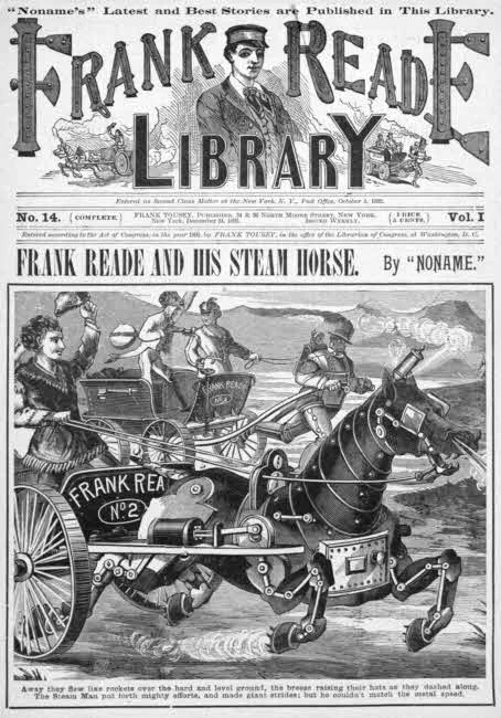 で、そのフランク・リードシリーズの第2作が「Frank Reade and His Steam Horse」。
そう! 蒸気機関を使った機械人形作品は計3作目にして、馬をモチーフとして、開拓時代のアメリカの荒野をひた走ったわけです! 