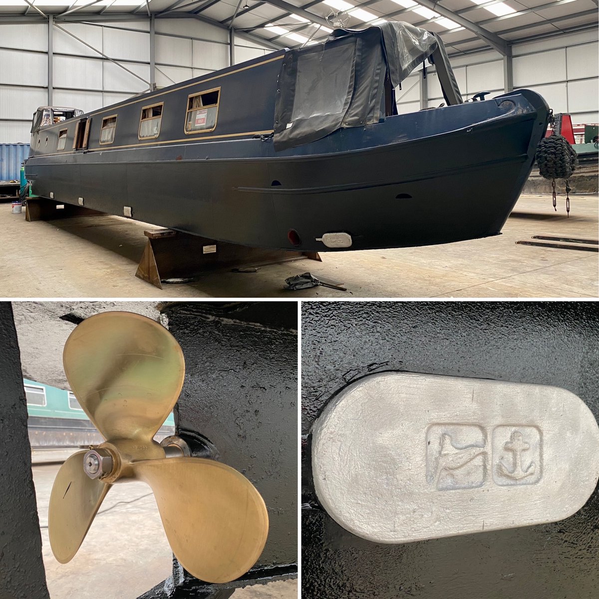whiltonmarina's tweet photo. NB Gemini out for blacking, anodes and a new prop this weekend before being handed over to the new owners in a couple of weeks 😊 #narrowboatsales #narrowboatblacking #canallife https://t.co/nCpMepkK0J
