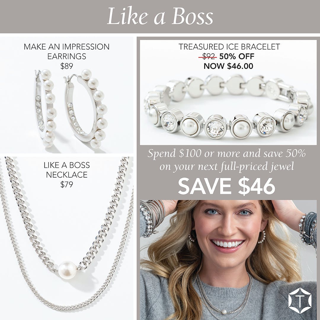 Hoffman1Toni's tweet photo. Take charge at the office!  Like a Boss with Make an Impression Earring, Treasured Ice Bracelet, and Like a Boss Necklace! https://t.co/UWqQevybW3 https://t.co/6NPoUIQ02t