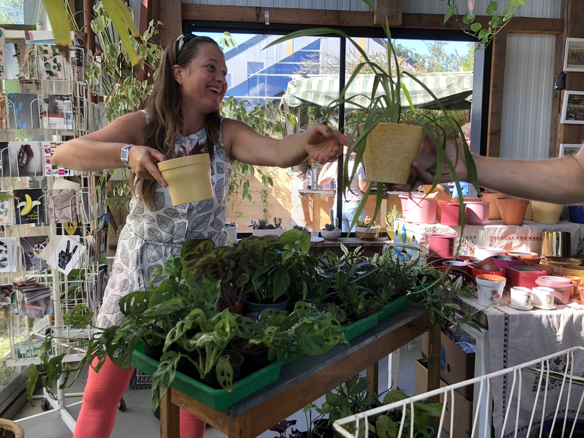 De Utrecht #plantswap bij <a href="/hofvancartesius/">Hof van Cartesius</a> 💚
Planten, plantenruil, potten, kunst en leuke muziek. Nog tot 17u!
#aanrader