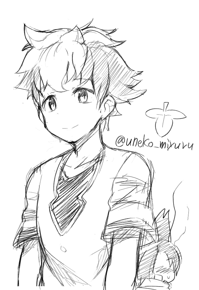 再掲になるけど髪型に触れてたらへんのわかばくんの絵 