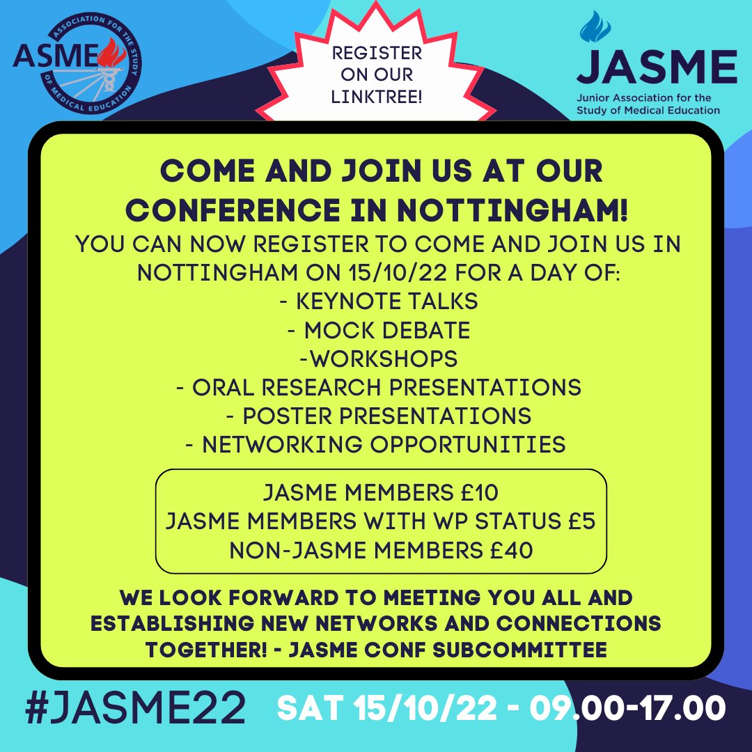 jasme_uk's tweet photo. ABSTRACTS are now OPEN!! We want you, yes YOU ! The caffeine fuelled, sleep deprived, stressed out and over worked medical student and foundation doctor. 

So What Are You WAITING FOR! Sign up now ! https://t.co/EpfTUDh955

#MedEd #SoMe #MedTwitter https://t.co/HJncKNAQOK