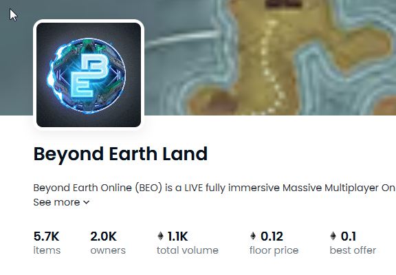 Johnny_IV's tweet photo. Daily call @opensea to Verify @BeyondEarth_NFT
with the checkmark!!! 1.1K Volume. 
#nft #MetaverseNFT #Beo https://t.co/c3qm0VPyLO
