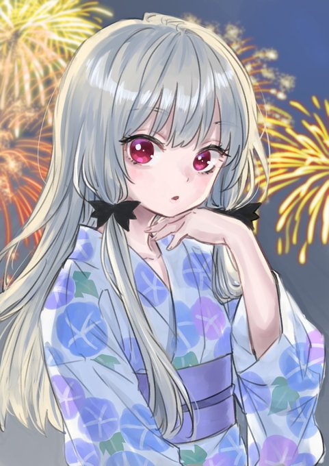 「aerial fireworks print kimono」 illustration images(Latest)