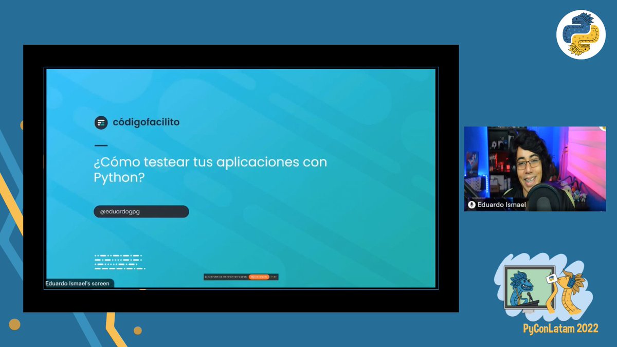 PyLatam's tweet image. Ayer tuvimos la oportunidad de disfrutar de la ponencia principal de Eduardo García. Quien estuvo como Keynote de cierre en #PyConLatam22 🥳🎉

Muchas gracias Eduardo, por aceptar participar y compartir tus conocimientos para nuestra comunidad #Python🐍

✨¡Excelente trabajo!✨