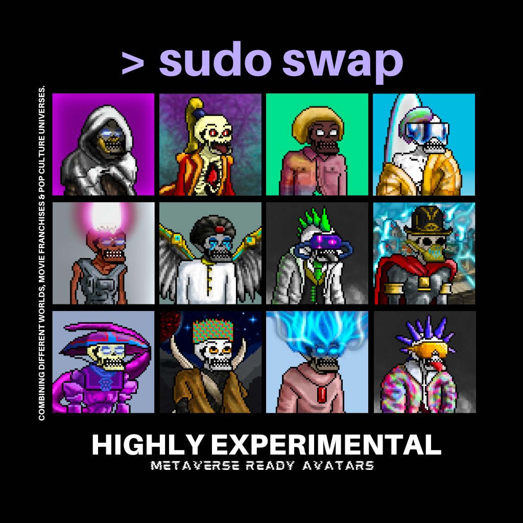 Launching <a href="/mintersworld/">Minters</a> on <a href="/sudoswap/">sudoswap</a> Monday 01:00 AM UTC

We've combined 50+ classic movies, comics &amp; gaming franchises to build a trully metaverse ready avatars. Now, we're adding them to Sudoswap

Bringing back a good old days of trading like it's 2020 Uniswap era. With NFTs:🧵