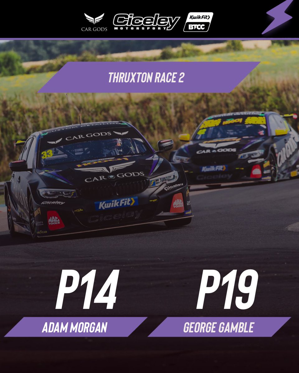 🏁 They gave it their best, and that’s all we can ask for from our drivers. 

<a href="/AdamMorgan33/">Adam Morgan</a> manages to secure another points finish whilst from the very back, George Gamble moved up 10 places to get a top 20 finish.

Just one race remains at 17:20. ⏰

#CiceleyMotorsport #BTCC